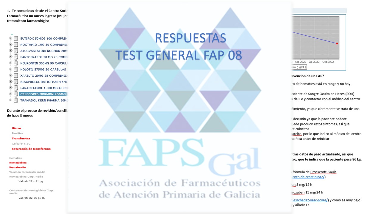 cartel FAPsGal para respuestas Test 08 Farmacia Atención Primaria