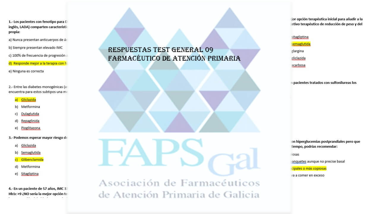 FAPsGal test 09 para farmacéutico de atencion primaria