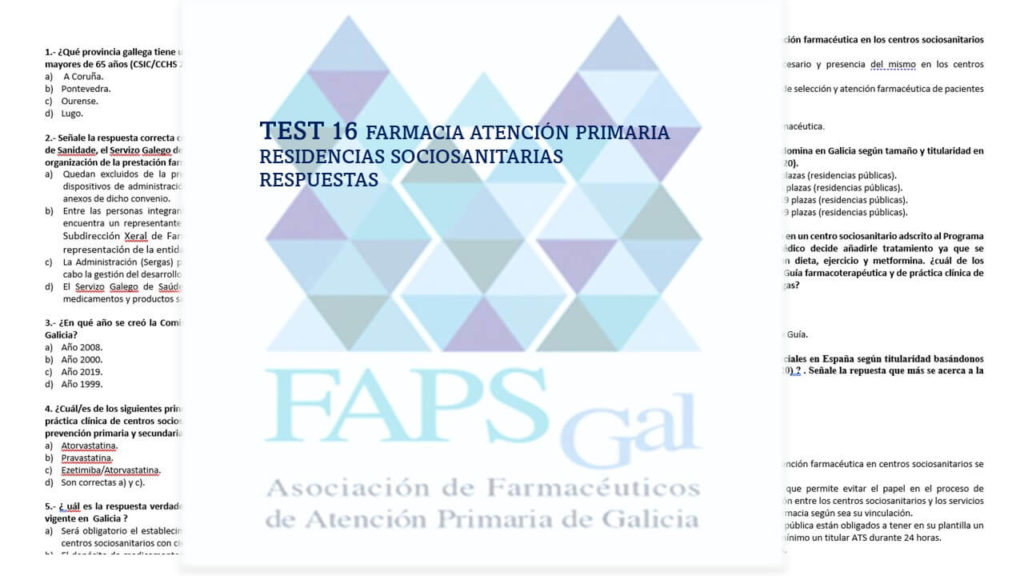 FAPsGal Test 16 para farmacéuticos de atención primaria sobre residencias sociosanitarias