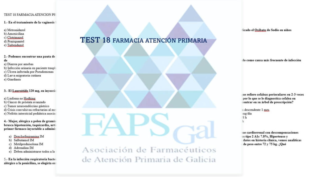 FAPsGal test 18 Farmacia de Atención Primaria de apoyo farmacéuticos de atención primaria en la atención farmacéutica