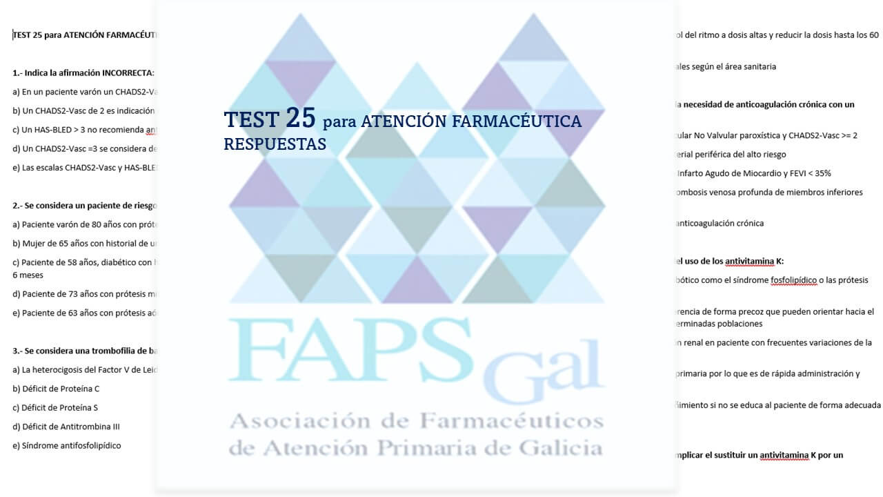 Test de ACOD y anticoagulación para farmacéuticos de Atención Primaria