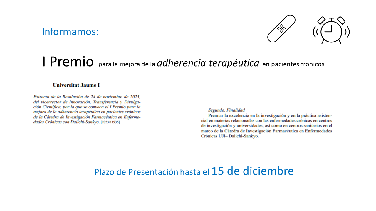 I Premio para la mejora de la adherencia terapéutica en pacientes crónicos