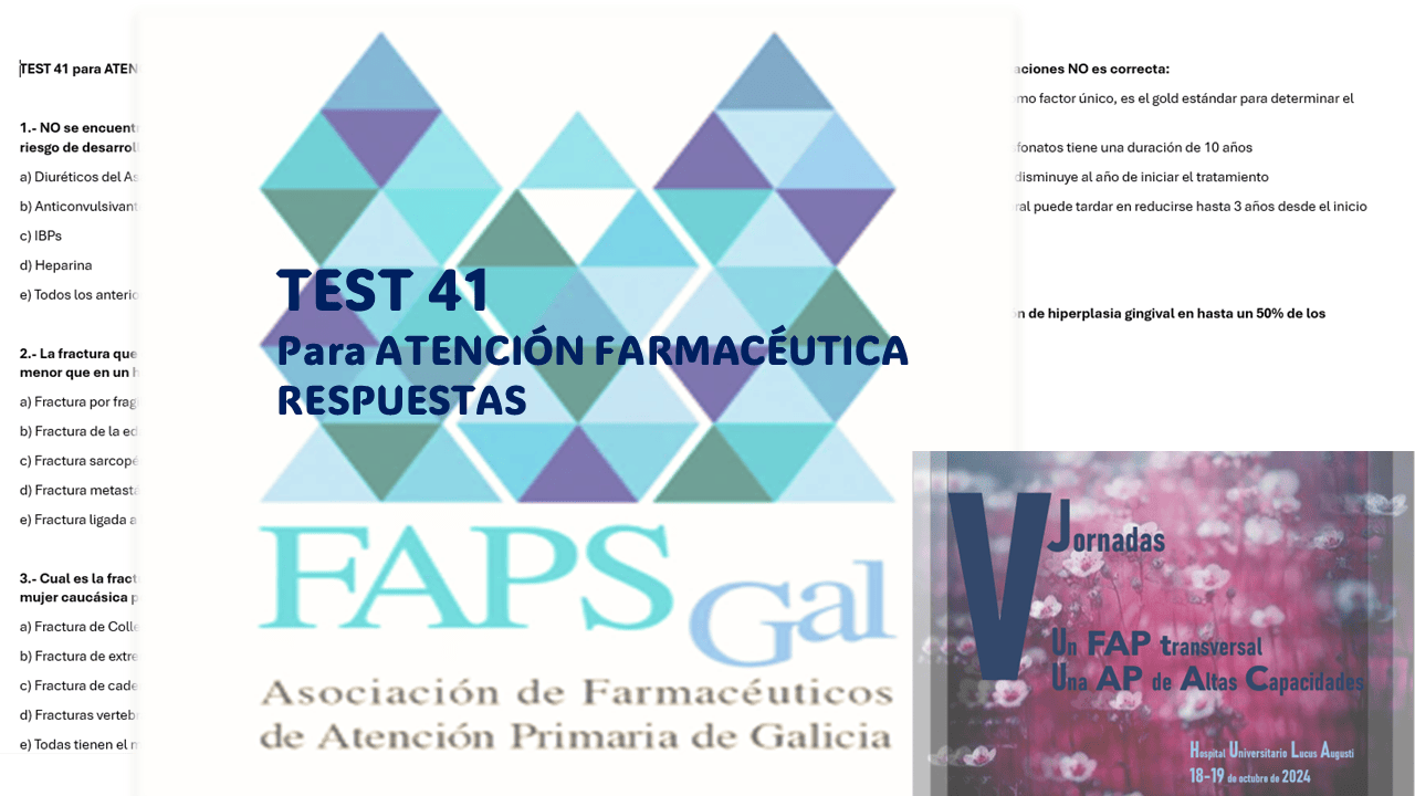 Examen OPE 41 para ATENCION FARMACEUTICA.