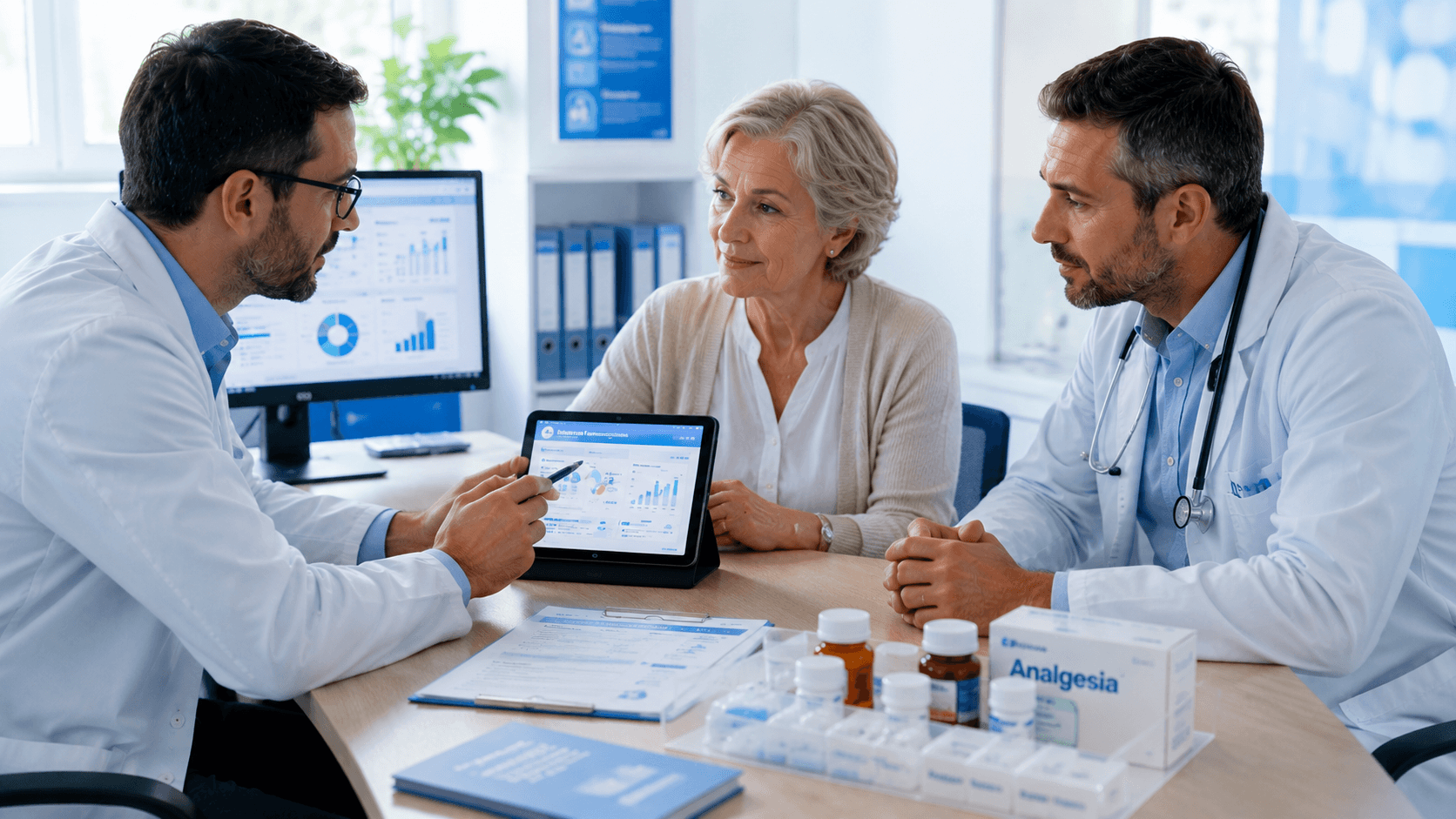 profesionales en consulta con paciente en el abordaje de los opioides