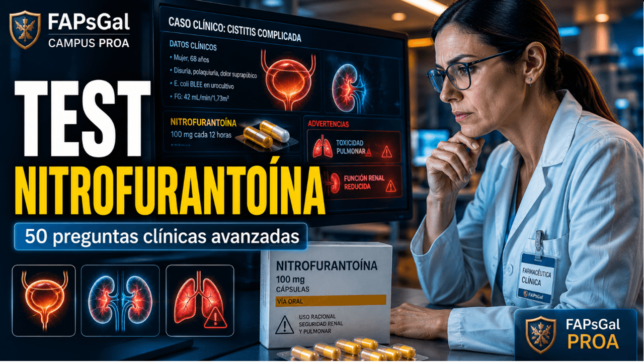 Test de nitrofurantoína y cistitis para farmacéuticos de Atención Primaria