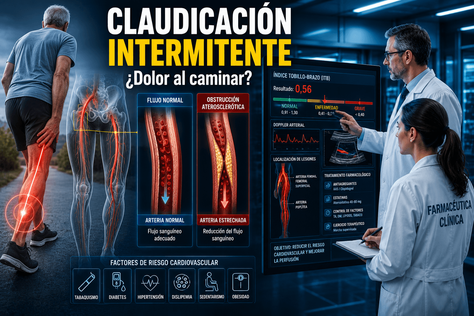 Claudicación intermitente: dolor al caminar causado por enfermedad arterial periférica aterosclerótica de miembros inferiores