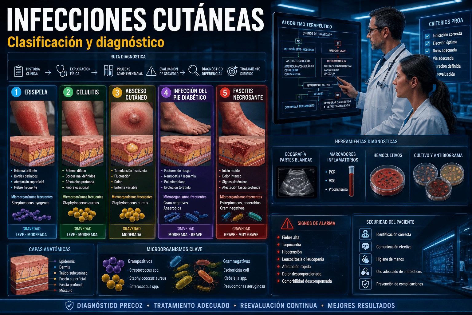 IMÁGENES Y CORTES DE PIEL DE DIFERENTES INFECCIONES CUTÁNEAS