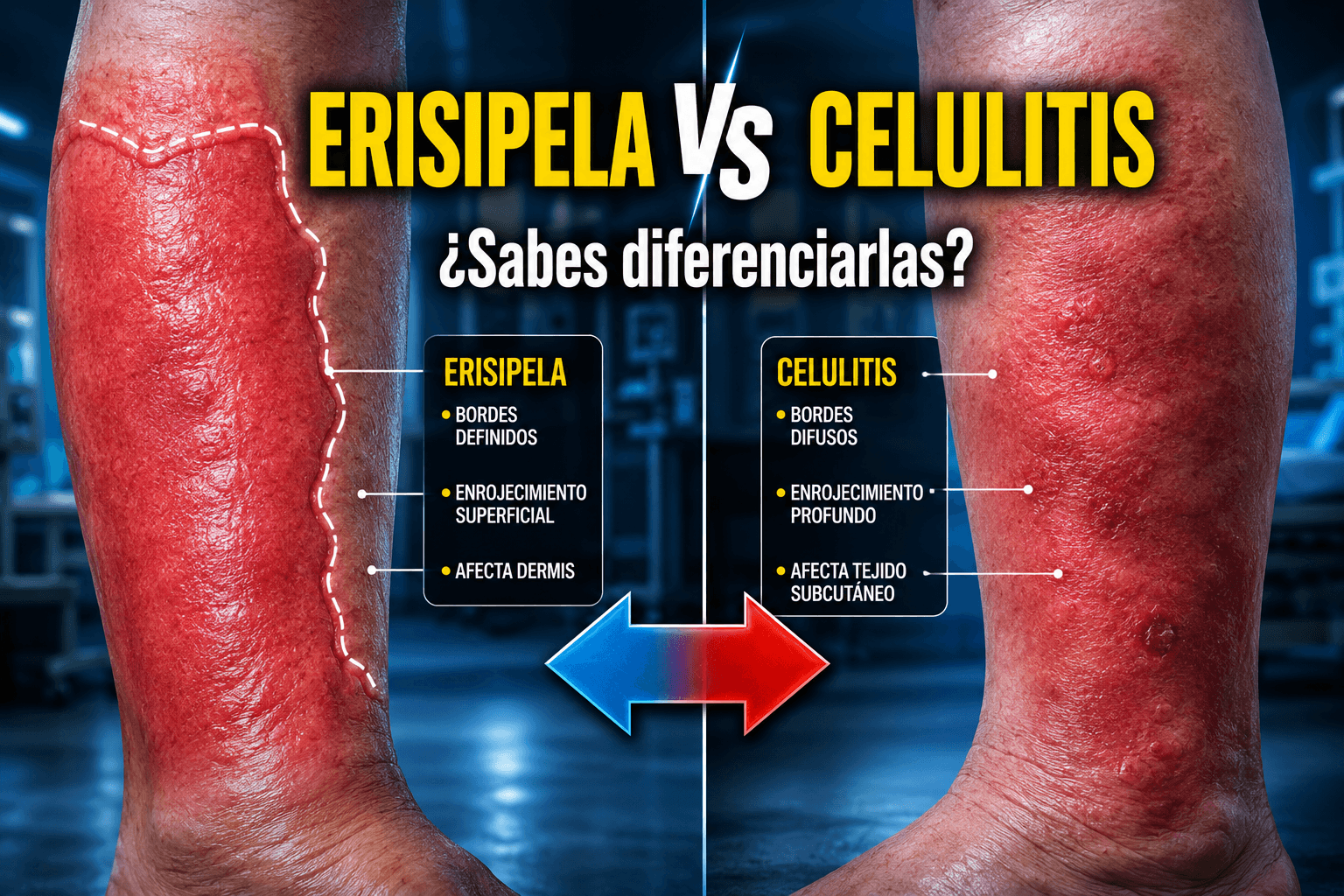imagen de piernas afectadas de celulitis y erisipela