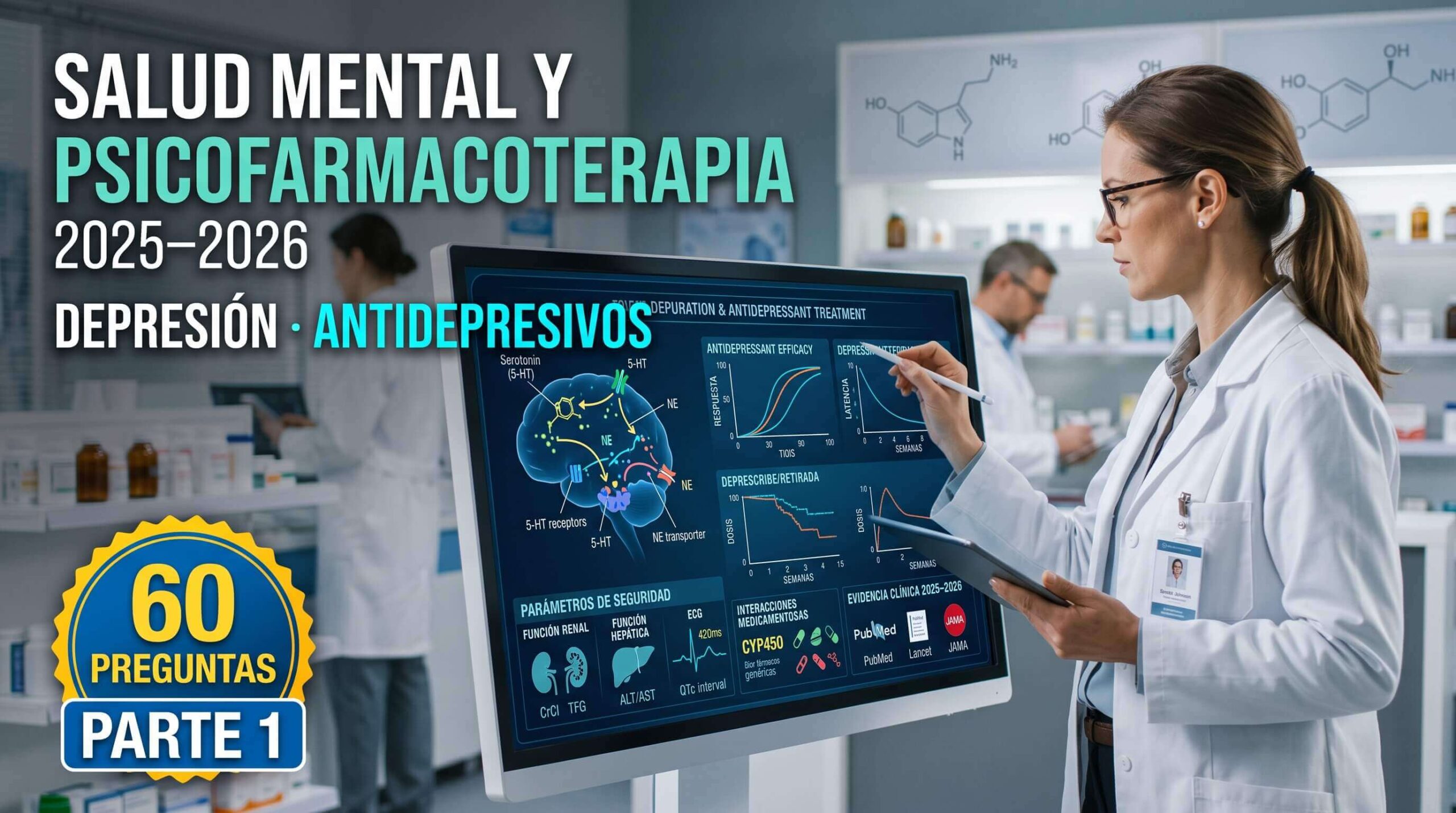 Actualización de antidepresivos 2025-2026 con 60 preguntas para Farmacia de Atención Primaria y OPE
